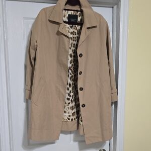 Talbots Tan Trench Coat with Leopard-Print Lining